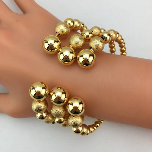 Fashion Women's Bracelet Classic Charm Cuff Bangle 3pcs/set Gold