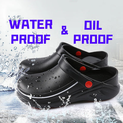 Unisex Work Chef Shoes Kitchen Waterproof Oil-proof Slippers Hotel