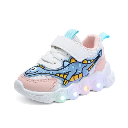 Zapatillas LED Kid Cartoon Dinosaur Boy Casual Sneaker Boy Kid Shoe