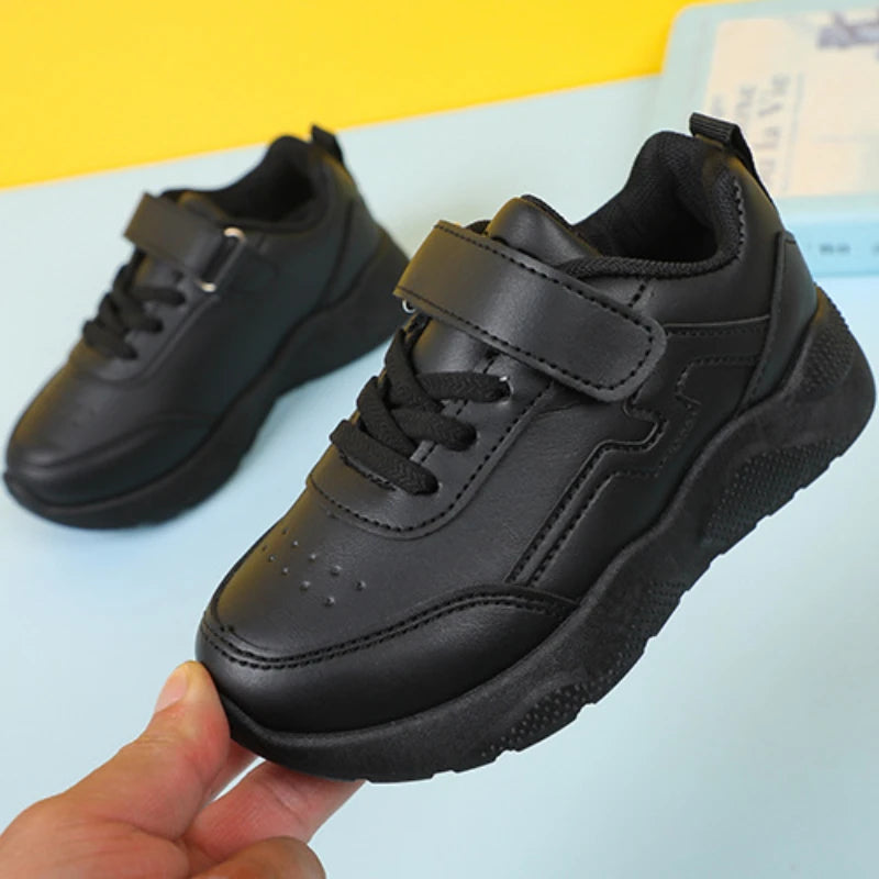 Children Casual Shoes for Girls Non-slip Round-toe Black Uniform