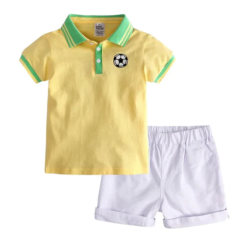 Toddler Kids Boys Summer Leisure Set 2Pieces Polo Shirt + Short Pants