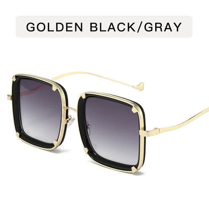 Metal ring rivets sunglasses in Europe and the United States trend box senior sense of sunglasses concave styling retro sunglass