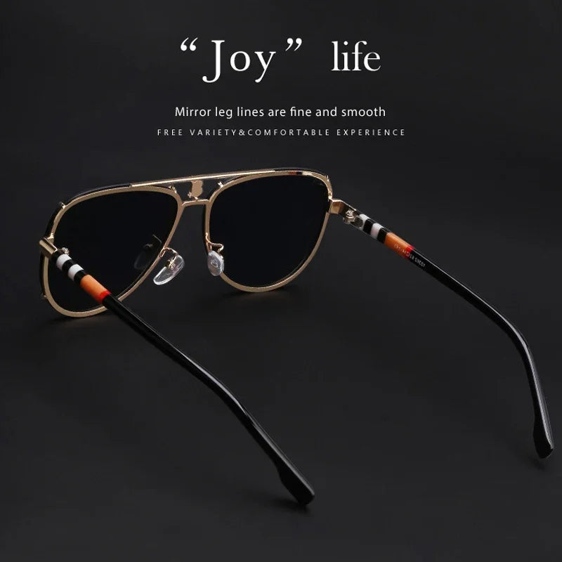 2024 New Arrival Men's Luxury Retro Stripe Style Sunglasses Women Brand Design Double Beam Cool Driving Sun Glasses Oculos Gafas