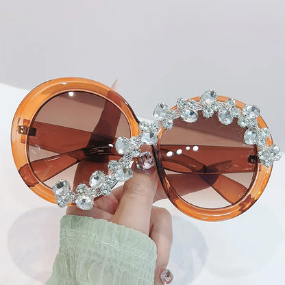 Oversized Round Diamond Sunglasses Exaggerated Personalised Ladies Sun Shade Sunglasses Outdoor Party Sun Protection Sunglasses