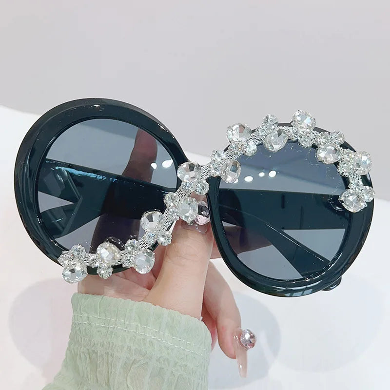 Oversized Round Diamond Sunglasses Exaggerated Personalised Ladies Sun Shade Sunglasses Outdoor Party Sun Protection Sunglasses