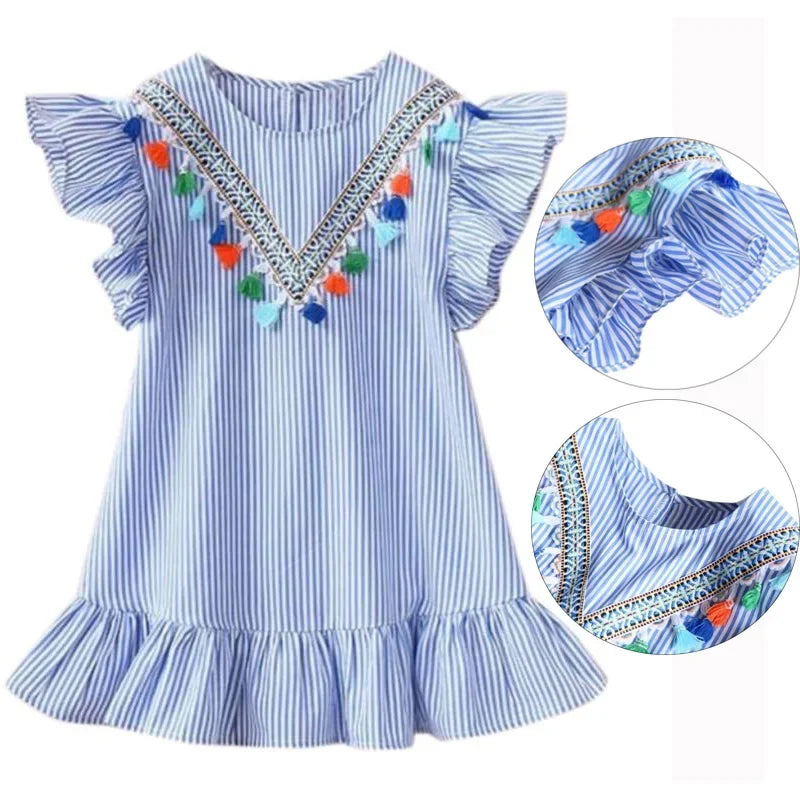 New Kids Dresses for Girls Clothes Summer Girl Stripe Princess Dress