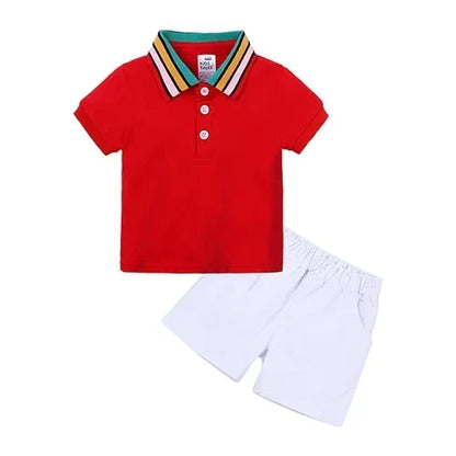 Toddler Kids Boys Summer Leisure Set 2Pieces Polo Shirt + Short Pants