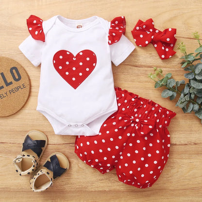 0-18 Months Newborn Baby Girl Cute Polka Dot Summer Outfit Set Short