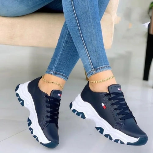 New Women's Vulcanized Sneakers Thick Sole Solid Wedge Women's Shoes