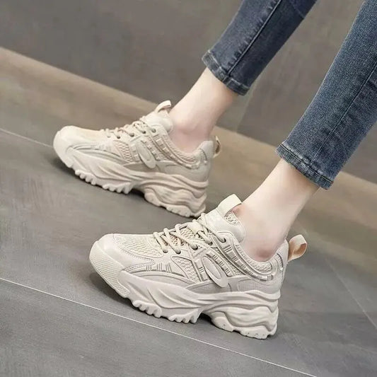 Spring Autumn Breathable Casual Sports Shoes Women Thick Bottom Height