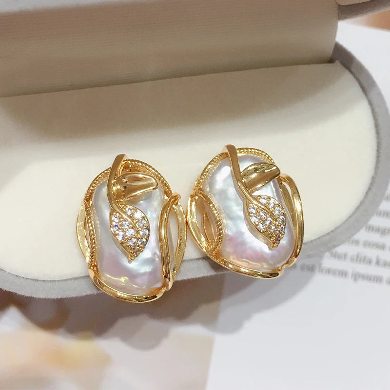 ZHBORUINI 2022 New Big Baroque Pearl Jewelry Sets 18K Gold Plating