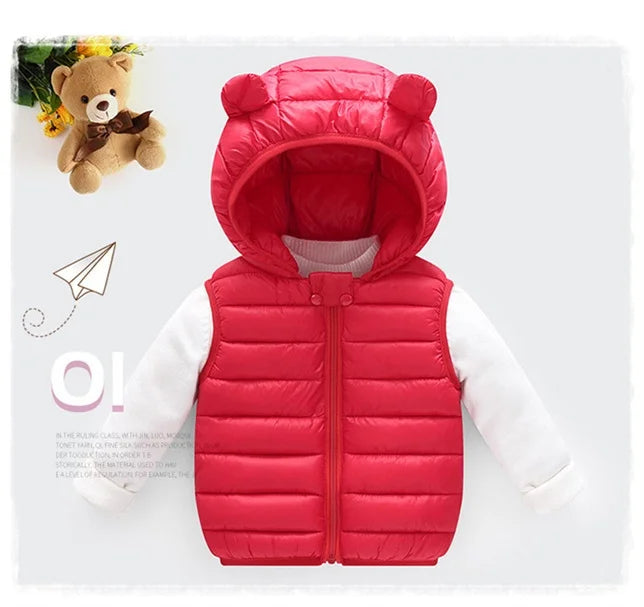 Boys Vest Baby's Kids Waistcoat Down Jacket 2024 Red Warm Plus Thicken Winter Autumn Teenagers Windproof Christmas Gift Children