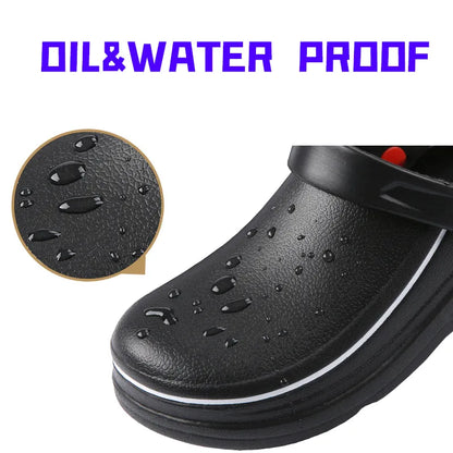 Unisex Work Chef Shoes Kitchen Waterproof Oil-proof Slippers Hotel