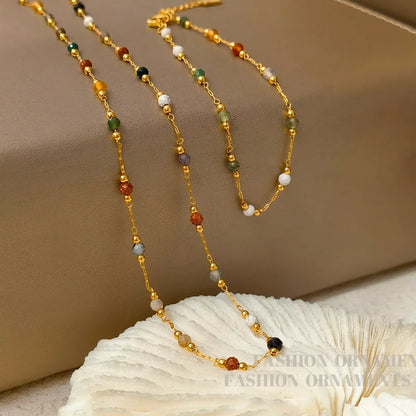 Fashion Jewelry Sets One Layer Colorful Glass Beads Necklace For Women