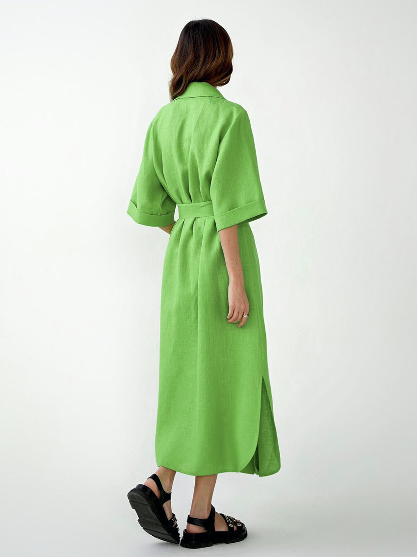 Cotton Linen Long Wrap Summer Dress