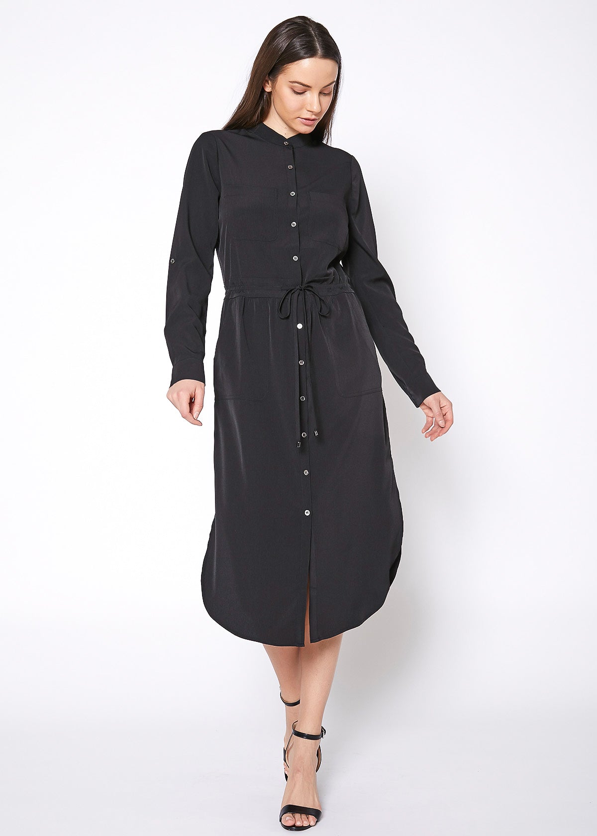 Women's Long Mock Neck Shirt Dress