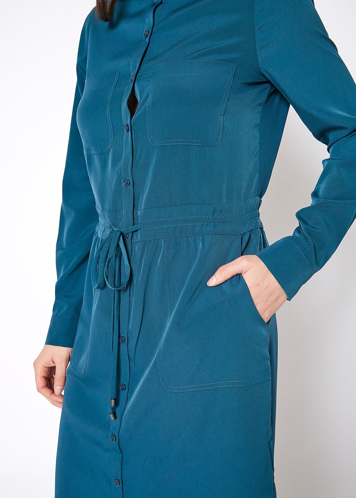 Women's Long Mock Neck Shirt Dress