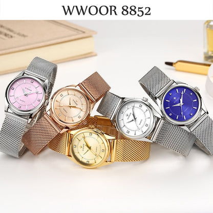 Luxury Brand Dress Gold Watch Ladies Elegant Diamond Small