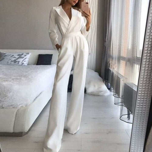 Women Fashion Wide Leg Party Playsuit Overalls casual Solid Jumpsuits