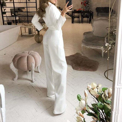 Women Fashion Wide Leg Party Playsuit Overalls casual Solid Jumpsuits