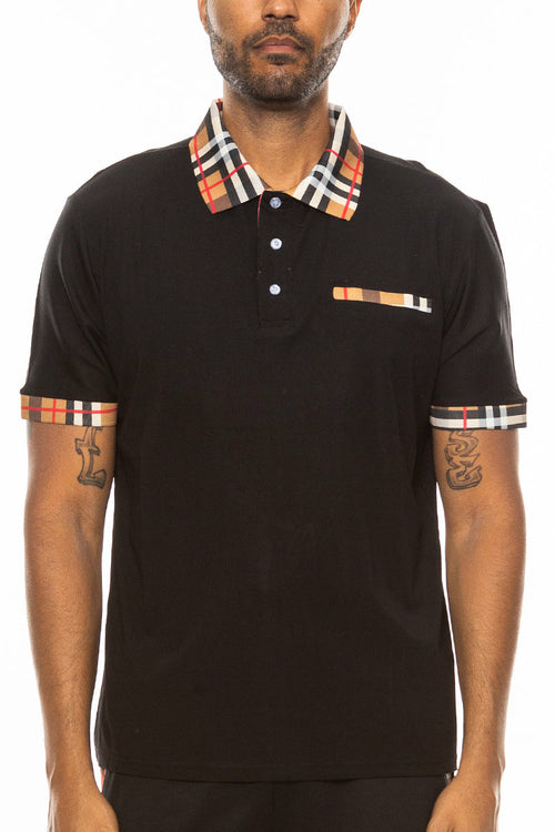 Checkered Detail Polo shirt