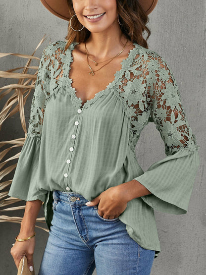 Lace Blusas Summer Top Women Shirt