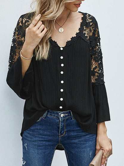 Lace Blusas Summer Top Women Shirt