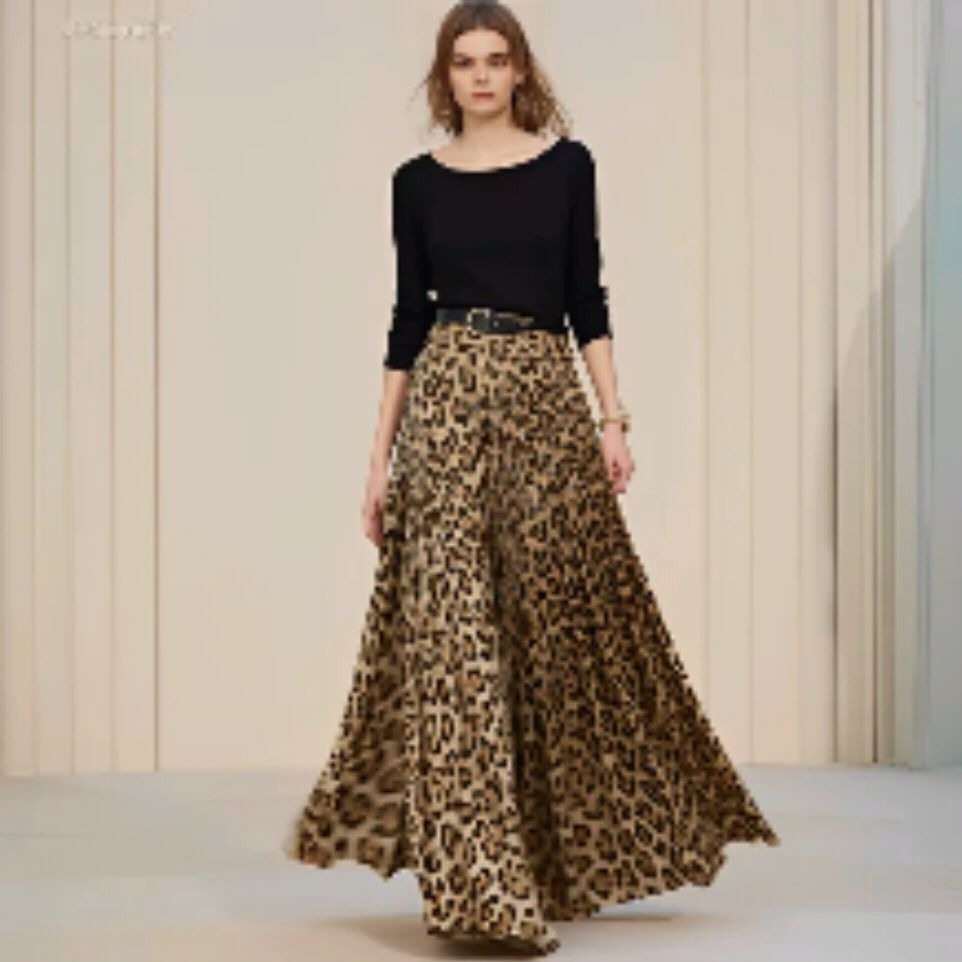 Long Custom Leopard Printing Skirt