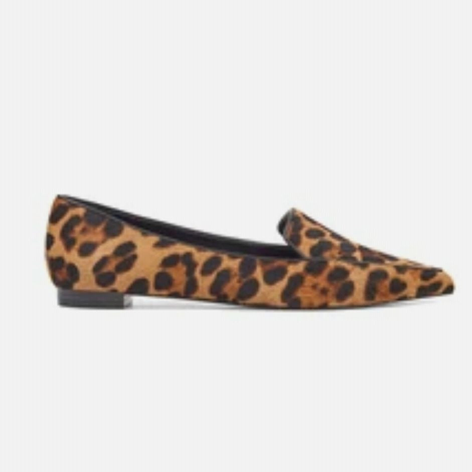 velvet  leopard print colour flat loafers shoe for women